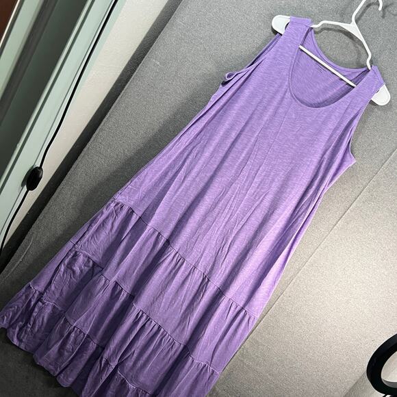 Canyon Retreat Petite Sierra Knit Tiered Tank Maxi Dress Soft Arethust Size XLP - Picture 5 of 12